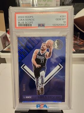2024 Hoops Luka Dončić Blue Scope PSA GEM MT 10 Trading Card - Blue
